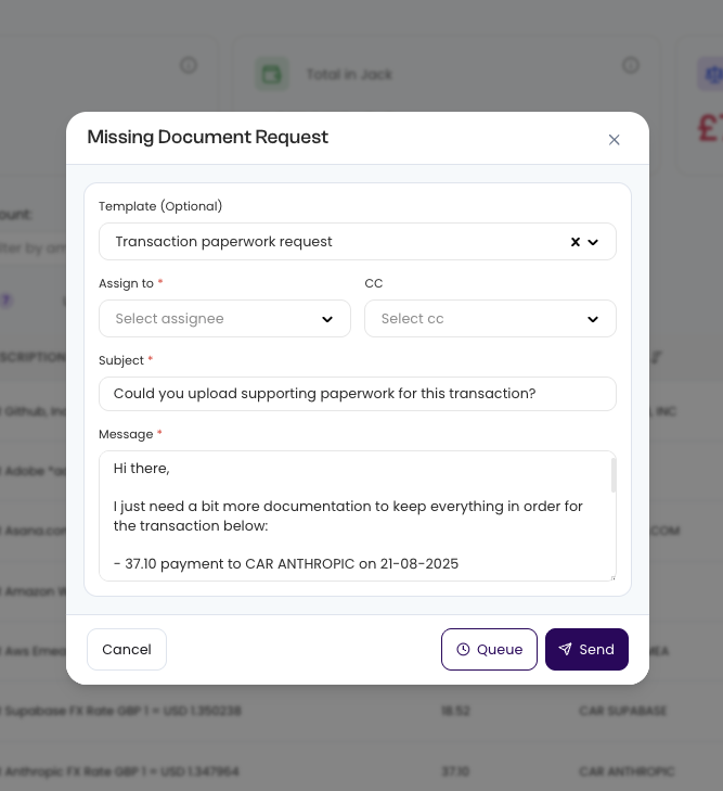 Missing Document Requests